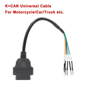 16 Pin Female Connector K + CAN K Line Jumper Tester Cable Universal Pigtail DIY Mobley Adapter for Motorcycle Car Truck 1ft Feet 30cm