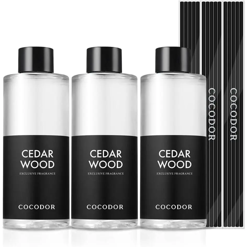 COCODOR Reed Diffuser Oil Refill/Cedar Wood /6.7oz(200ml) / 3 Pack/Aromatherapy, Home Fragrance, Scented Oils, Oils for Reed Diffuser, Bathroom Home Decor