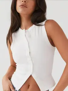 Women's Plain Button Front Tank Top, Casual Sleeveless Top for Spring & Fall, Ladies Clothes for Daily Wear, Vest