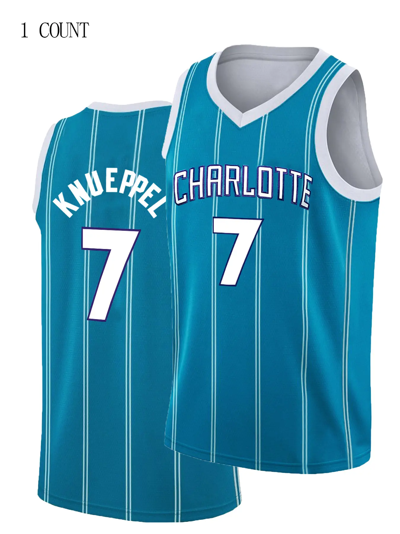 Mens #7 Blue Sports Basketball Jersey, Stylish Jersey, Sporty Jersey, Sports Style Jersey, Breathable Sleeveless Pattern Embroidery Sweatshirt Training Competition Sports Uniforms Suitable for summer Jersey Top Sports Tops
