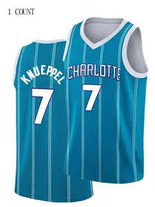 Mens #7 Blue Sports Basketball Jersey, Stylish Jersey, Sporty Jersey, Breathable Sleeveless Pattern Embroidery Sweatshirt Training Competition Sports Uniforms Suitable for summer Jersey Top