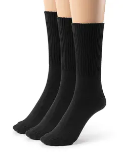 Silky Toes 3 or 6 Pack Women’s Rayon from Bamboo Diabetic Seamless Soft Non-Binding Crew Socks, Also Available In Plus Sizes (9-11 (Average), Black -3 Pairs)