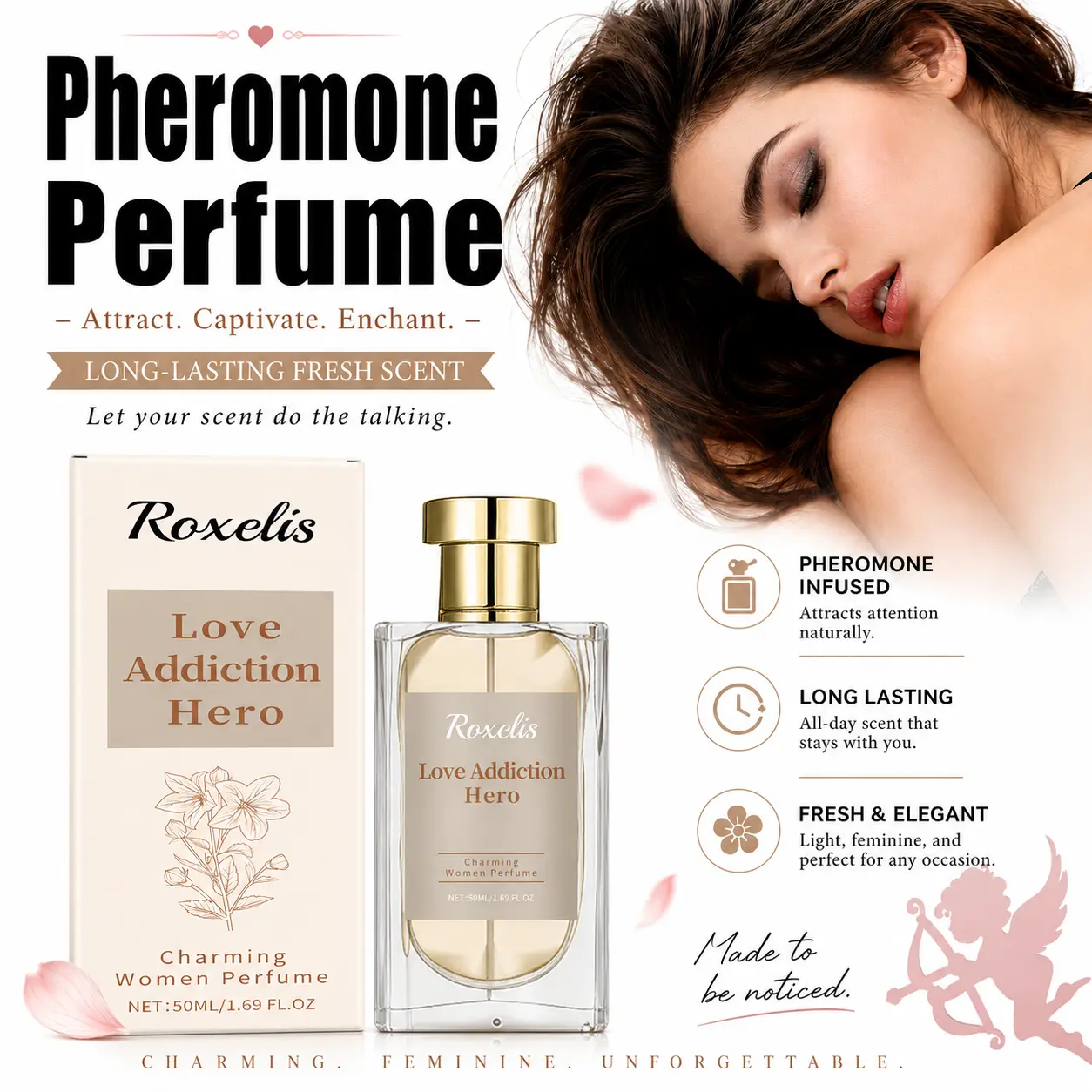 Roxelis Campanula Floral Pheromone Perfume for Ladies, Gentle Fresh Soft Scent, Long Lasting Alluring Aroma Perfect for Dates