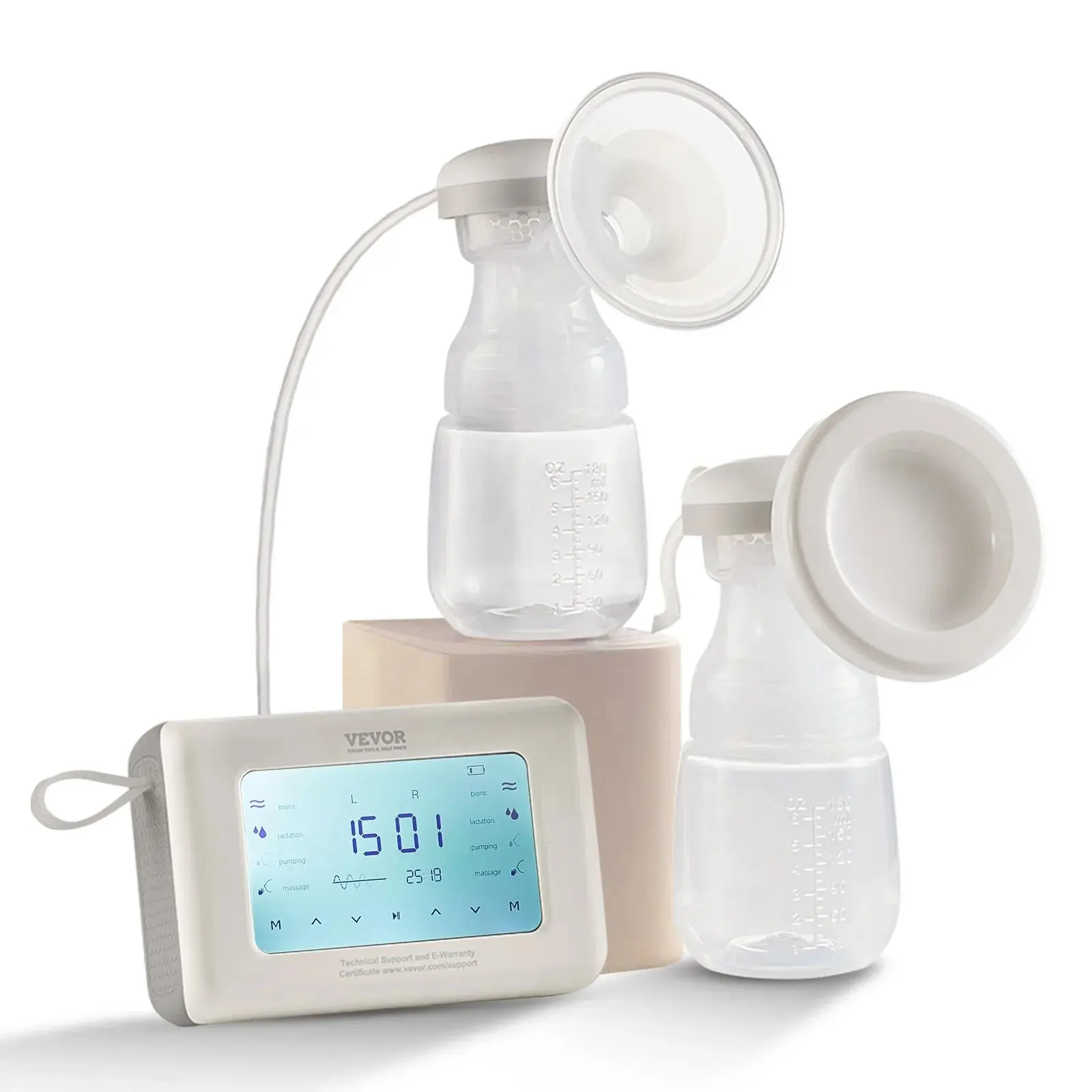 【Summerfinds】VEVOR Breast Pump, Single/Double Adjustable Electric Breast Pumps, 4 Modes & 9/15 Levels, Reciprocating Piston Pumps, 4000mAH Anti-Backflow Breastfeeding Pump with 300mmHg High Suction, 18/22mm Flange
