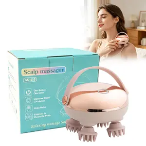 Prime Day Rechargeable Waterproof Electric Scalp Massager Handheld Head Massager with 4 Massage Claws for Stress Relax Body Neck Back Pet Summer Beauty Gift Ideas