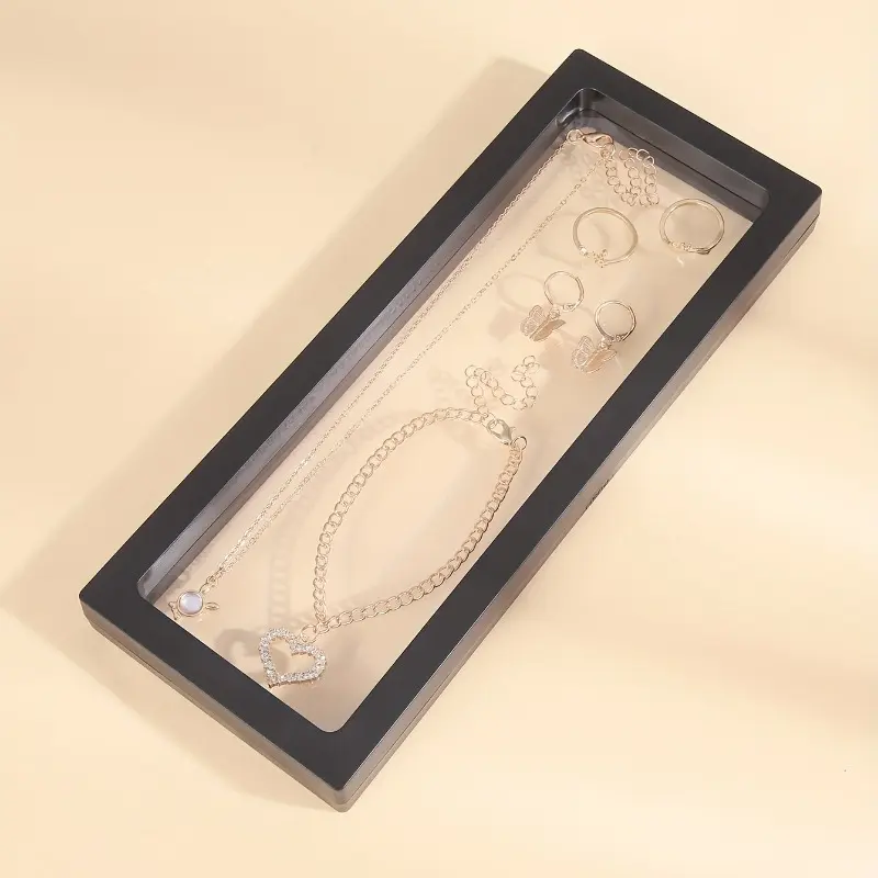 1pc PE Film Jewelry Storage Display Box Thin Suspension Anti-oxidation Transparent for Ring Necklace Bracelet Earrings Container Practical Convenient Supplies