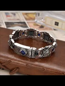 2026 New Lion Personality Bold Wide Band Rhinestone Punk Lion Head Unisex Bracelet, Fashionable Chunky Bangles, Fashion Jewelry for Men and Women