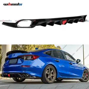 2022-2024 Honda Civic 4-Door Sedan - MC Style FE180 Gloss Black Rear Diffuser with Red LED Lights, Car Decals, Body Kit Accessory (Not for Hatchback) fathersdaygift fathersdaygift