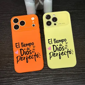 El Tiempo De Dios Es Perfecto Case Aesthetic Christian Design With Camera Protector Film For 17Pro Max Air 16 15Plus 14 13 12 11 XR XS Soft Touch Matte Finish Daily Inspiration Faith Based Gift Idea.NN144