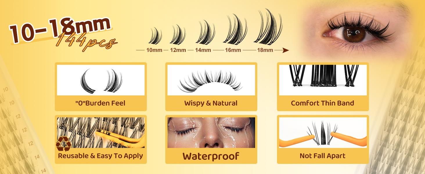 Quewel Fairy Manga Lash Kit l Invisible Band with 144pcs Individual Lashes, C Curl for DIY Lash Extension, Waterproof Long Lasting FebruaryFaves