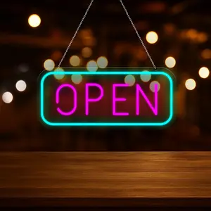 Bright OPEN Neon Sign LED Light | Vibrant Storefront Business Hanging Sign for Restaurants, Cafes, Bars, Shops and Studios, Creative Ambient Wall Decor Light, Night Open Indicator Lamp, Neon Lights, Atmosphere Lighting