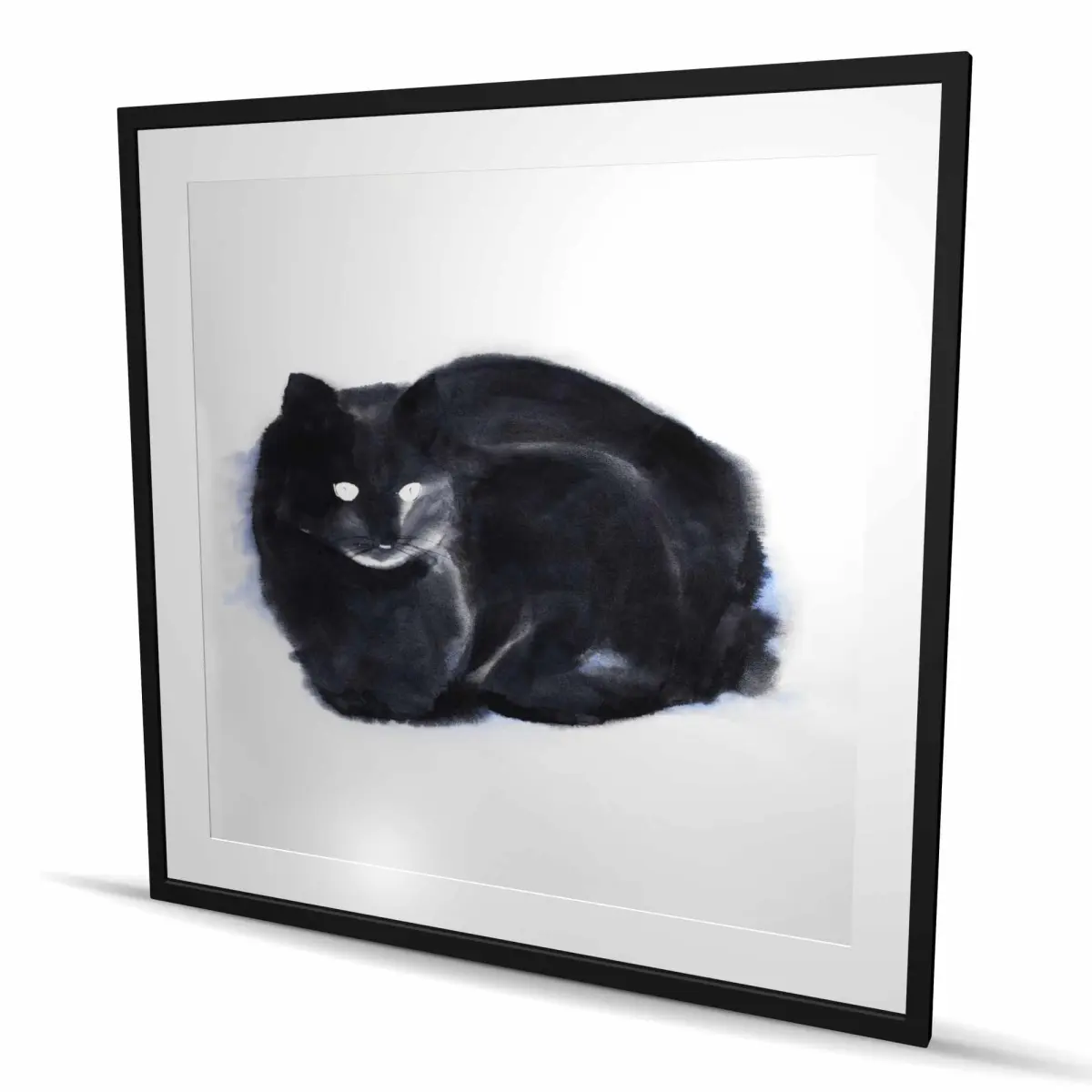 212 MAIN Framed Matted Artistic Abstract Watercolor Cat Print Wall Art - 48x48 in Abstract Painting, Feline Artwork, Colored Decorative Print, Home Decor, Gifting Option (Model C1FM4848MELYIT)