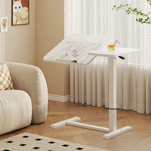 Overbed Bedside Desk, Mobile Rolling Laptop Stand Tilting Overbed Table with Wheels, Height Adjustable Tray Bedside Table for Laptop Bed Sofa