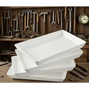 Large Unbreakable Rectangular Serving Trays (Set of 4)|   BPA-Free Plastic Platters for Appetizers, Fruit & Desserts|   15" x 10" Reusable Party Trays|   Made in USA|   Durable Lightweight Dishwasher Safe