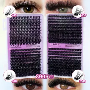Fluffy False Eyelashes, 800pcs/set Natural Look Eyelash Extensions, Self Grafting Curl Eyelashes, Eye Makeup Enhancement False Eyelashes for Women & Girls, Diy Eyelash Extensions