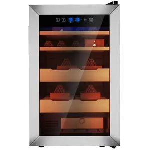 KingChii Upgrade 70L Premium Storage Cabinet with Temperature & Humidity Control Spanish Cedar Shelves Drawer Hygrometer Ambient Light 500 Capacity Fragrance Aroma Humidifier For Home