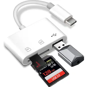 USB C SD Card Reader,  SD Card Reader for  15 16 iPad//Android Devices, 3 in 1 Memory Card Reader with SD/MicroSD & USB Port, Plug and Play