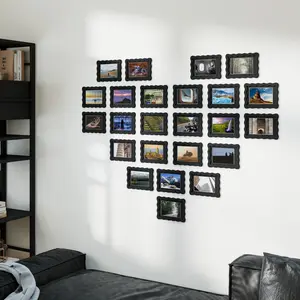 4x6 Inch Fashion Wavy Wooden Framed MDF Picture Frame, Display 3.5x5 Inch Photos with Cardboard or 4x6 Inch Without, Wall Mount & Tabletop Decor