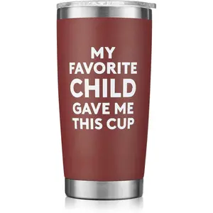 Gifts for Mom from Daughter Son, My Favorite Child Gave Me This Tumbler Cup, Cool Birthday Stocking Stuffer for Women Wife Grandma 20 OZ Stainless Steel Tumbler