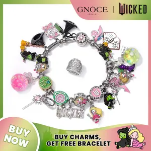 GNOCE ＆ Wicked Glinda the Good Witch Pendant Dangle Charm Bracelet for Women, Sterling Silver Dangle Charms for Women Wife, Valentine‘s Day, Mother’s Day Jewelry Birthday Gifts