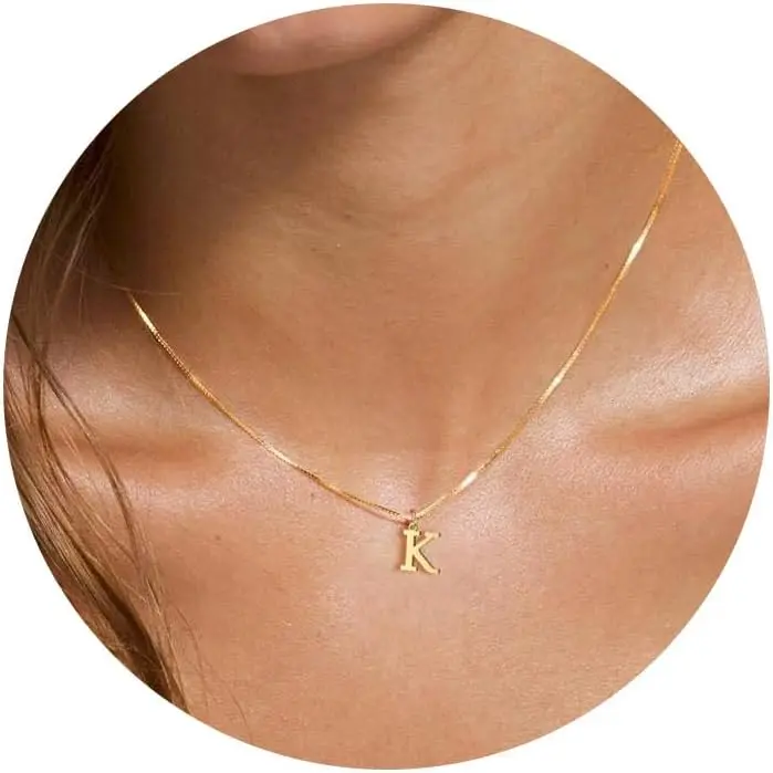 Gold Initial Necklaces for Women, Dainty Gold Letter Necklace Tiny A-Z Pendant Choker Necklace Trendy Cute Personalized Monogram Name Necklace Gold Jewelry Necklace for Women Gift