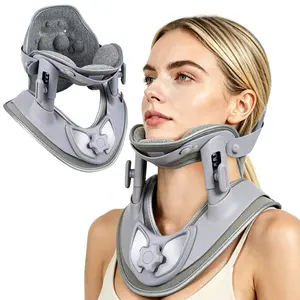Ergonomic cervical support and traction neck collar with massage lining, adjustable manual neck stretcher, portable neck soothing brace, which can relieve neck tension, correct head forward posture, suitable for all adults
