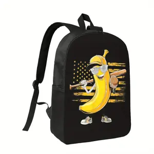 Best Trendy Retro American Flag Banana Lover Backpack - Lightweight Adjustable Strap, Zipper Closure, Durable Polyester Printed Design for School, Travel & Casual Use - Funny Aesthetic Gift for Teens & Teenager, Backpack for School, Playful Design