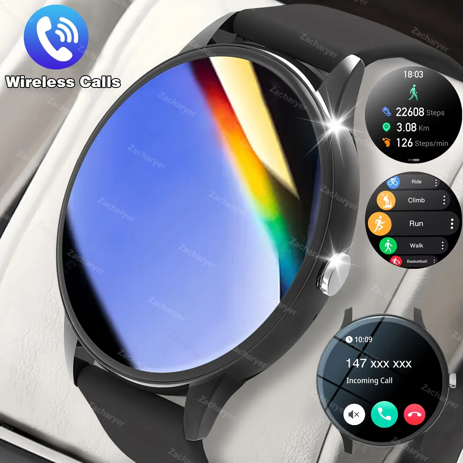 2026 Multifunctional Unisex Sports Smart Watch with Full Touch Screen, Supports Wireless Calls/receiving, Multiple Sports Modes, Camera Control, Message Notifications, Compatible with Android and IPhone, High-definition Display, Suitable for Daily Wear