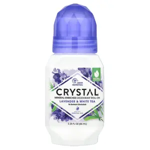 CRYSTAL Mineral-Enriched Deodorant Roll-On, Lavender & White Tea, 2.25 fl oz (66 ml)