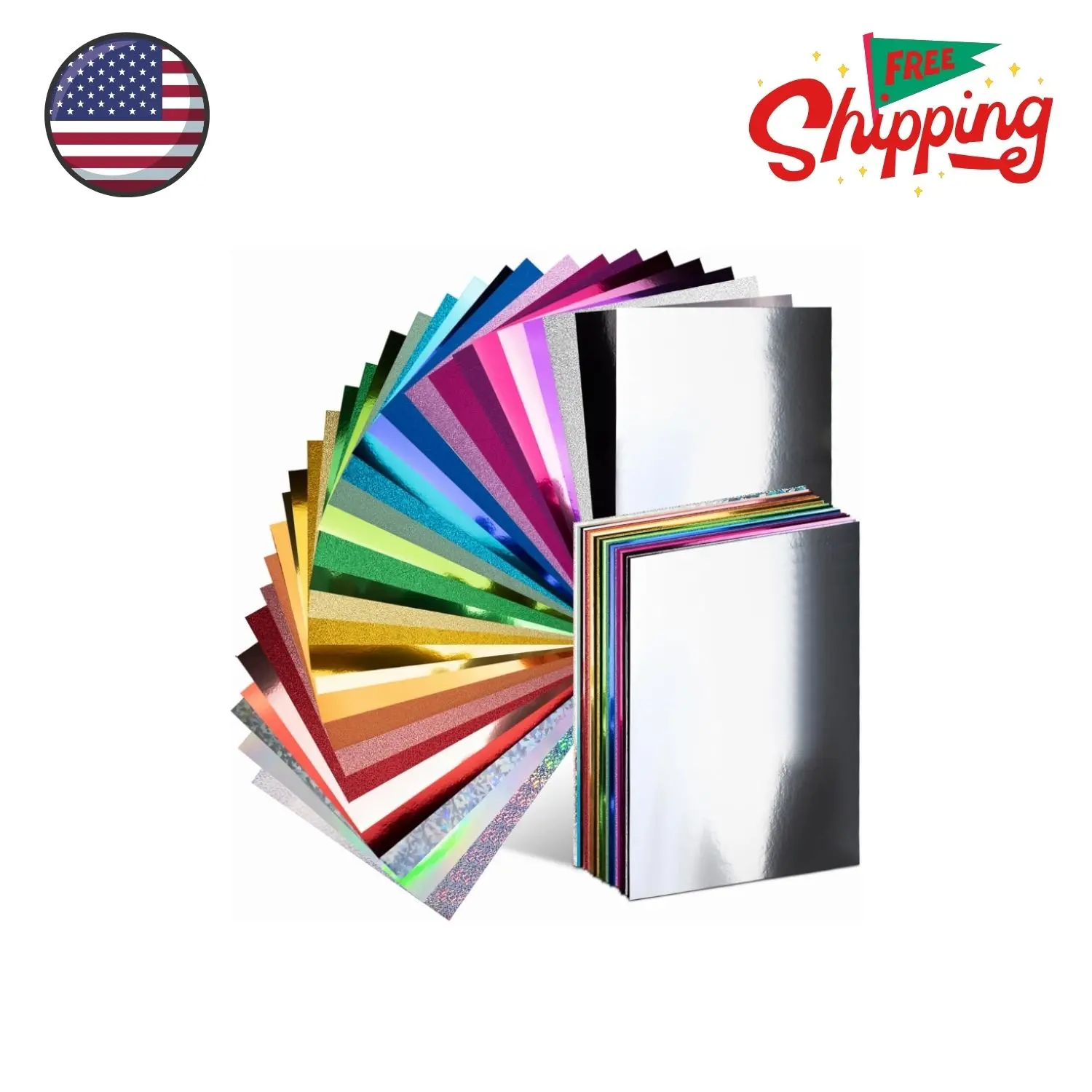 30 Pack Metallic Glitter Cardstock Paper Sheets, 8" x 12", 250gsm/92lb