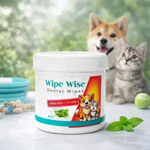 50 Count Pet Teeth Cleaning Wipes for Dogs & Cats, Vet-Recommended Remove Bad Breath & Plaque & Tartar Buildup, Dog Tooth Brushing Kit, Dog Breath Freshener, Dogs Toothbrush & Toothpaste Alternatives