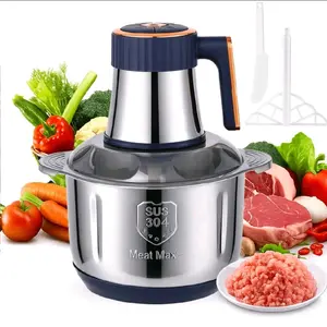 1.32Gal 500W Food Processor, 5-Speed Electric Meat Grinder With 6 Dual-Layer Blades, Multifunctional For Juicing/Kneading/Meat/Vegetables/Nuts – Blue, Great For New Year & Winter Cooking