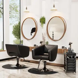 Baasha Luxury Black & Gold Salon Chair | 330lbs Heavy Duty Hydraulic Pump | High-Density Memory Foam Cushion | 360° Swivel Professional Styling Chair | Scratch-Resistant & Easy-Clean PU Leather Barber Equipment for Hair Stylists & Beauty Salons