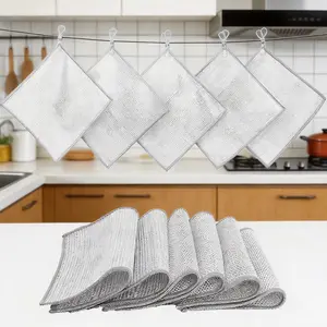 48 Counts Non-Scratch Metal Wire Dishcloth (8.1 In x 8.1 In), 2-Layer Kitchen Cleaning Cloth, Multipurpose Metal Scrubber for Wet and Dry Cleaning, Durable & Reusable Kitchen Cleaning Tool.