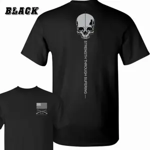 Bold Skull and Motivational Quote Design T shirt , Minimalist Tactical Graphic Tee , Comfortable and Stylish , Perfect for Fitness and Mindset Warriors Menswear Top Sport-outfitsmen Full color, Daddy T-shirt