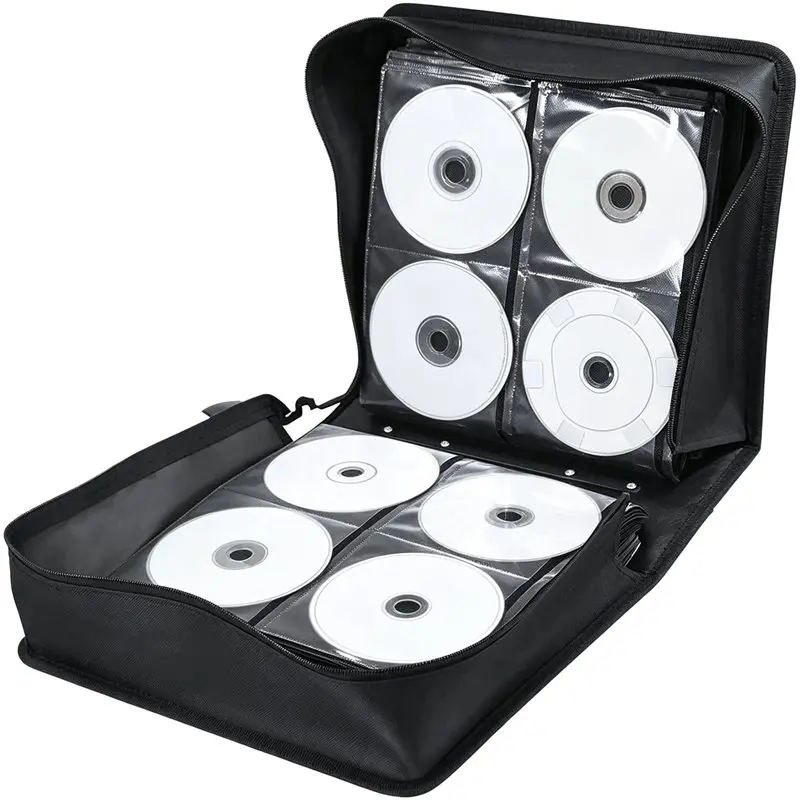 Leather CD DVD Disc Holder - High Capacity 520-Pcs Large Size Media Storage Organizer Bag Wallet for Home Organization, One Piece