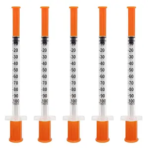 U-100 1cc Syringes with Needle 31G 5/16 inch (8mm),Individual Pack of 36