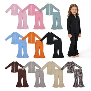 Athletic Girls Solid Color Yoga Long Sleeve Set  Soft Stretchy & Tight-Fitting Winter Set Family Matching Sets