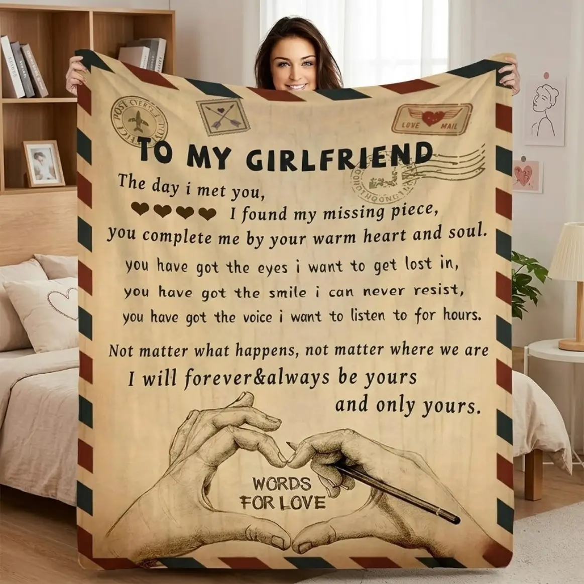 Romantic I Love You Blanket for Girlfriend, Soft Cozy Plush Throw Blanket for Her, Birthday Anniversary Gift for Bed, Sofa, Bedroom, Living Room and Couple Gift