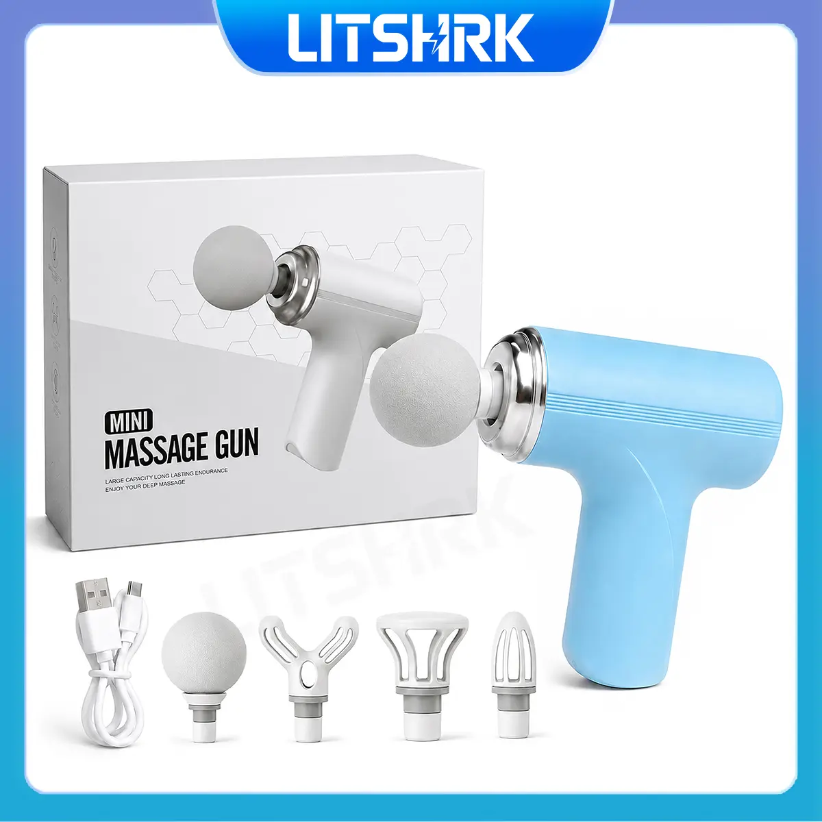 Portable 4-in-1 Streamline Vibratory Massage Gun - Lightweight Handheld Electric Tool, 6-Speed Adjustable Vibration, 1-Hand Grip, Neck & Shoulder Relaxer, Gym Workouts Aid, Ideal Adulting Gifts for Fathers Day Adults