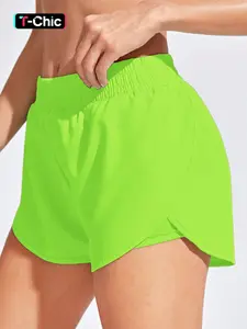 Women's Breathable Loose Fit Yoga Shorts, Outdoor Casual Running Gym Shorts, Fitted Plain Gym Hot Pants, Sporty Style, Summer Style Shorts