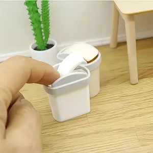 1:12 Scale Dollhouse Miniature Simulation Flip-Top Trash Can, DIY Accessory Miniature Model, Dollhouse Living Room Scene Decoration Ornament & Photography Prop, Micro-Landscape Handicraft, Perfect Choice for Festival Gifts