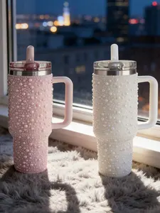 40OZ Vacuum Insulated Tumbler, Pearl Diamond Design, Car Cup Fit For Vehicle Cup Holders, 24H Cold Retention, Sports & Outdoor Travel Essential, Multiple Colors, Perfect Festival Gift