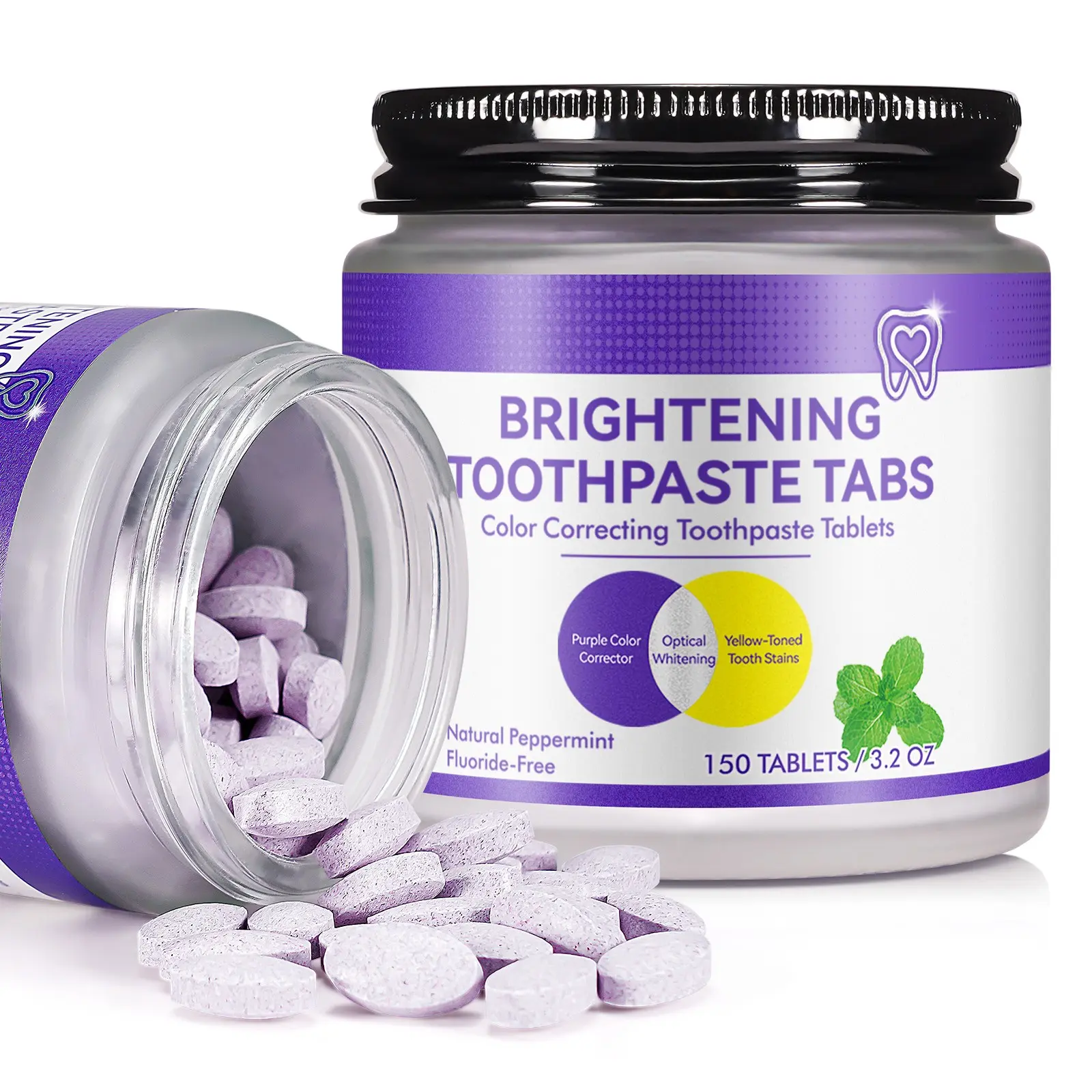 Yecuce Toothpaste Tablets 150pcs/box, Nano Hydroxyapatite, Freshen Mouth, Teeth Cleaner, Chewing Then Spit Out, No Water Needed, Travel Friendly