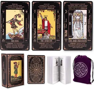 Tarot Cards for Beginners, Classic Tarot Deck with Meanings, Durable Cards with Guide Book, Black KLEDERY