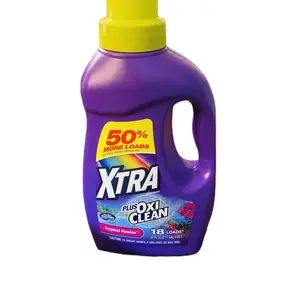 Miniature bottle of Xtra  Plus Oxi Clean Liquid  detergent. Tropical Passion Scent
