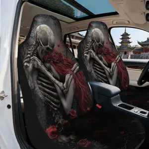 2pcs, Gothic Embrace Roses Pattern Front Auto Seat Covers, Perfect Fit for Single Front Car Seats, Practical Gift Idea for Drivers and Car Owners, Comfortable Upgrade for Driver and Passenger Daily Use
