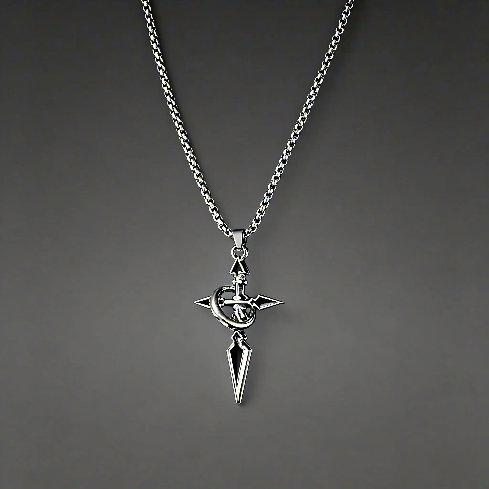 Unisex Solid Faith Cross Ornament Pendant Necklace, Exquisite Jewelry Gift with Detailed Wrapped Titanium Steel Chain, Lightweight Tarnish-Free Fashion Accessory, Ideal for Daily Wear & Gifting, Wrapped Chain, Streetwear Outfits, Men's Accessories, Tarnis
