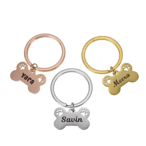 Personalized Dog Bone Name Engraved Keychain