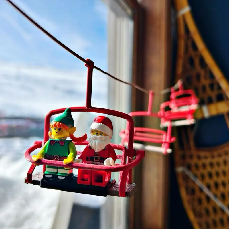 Miniature Ski Chairlift Decor | Hanging Gondola Ornament | Winter Sports Cabin Accent | Snowboarder Gift | Ski Lodge Decor